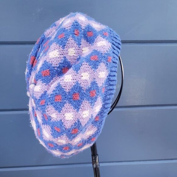 80s Blue and Purple Beret - Picture 3 of 4